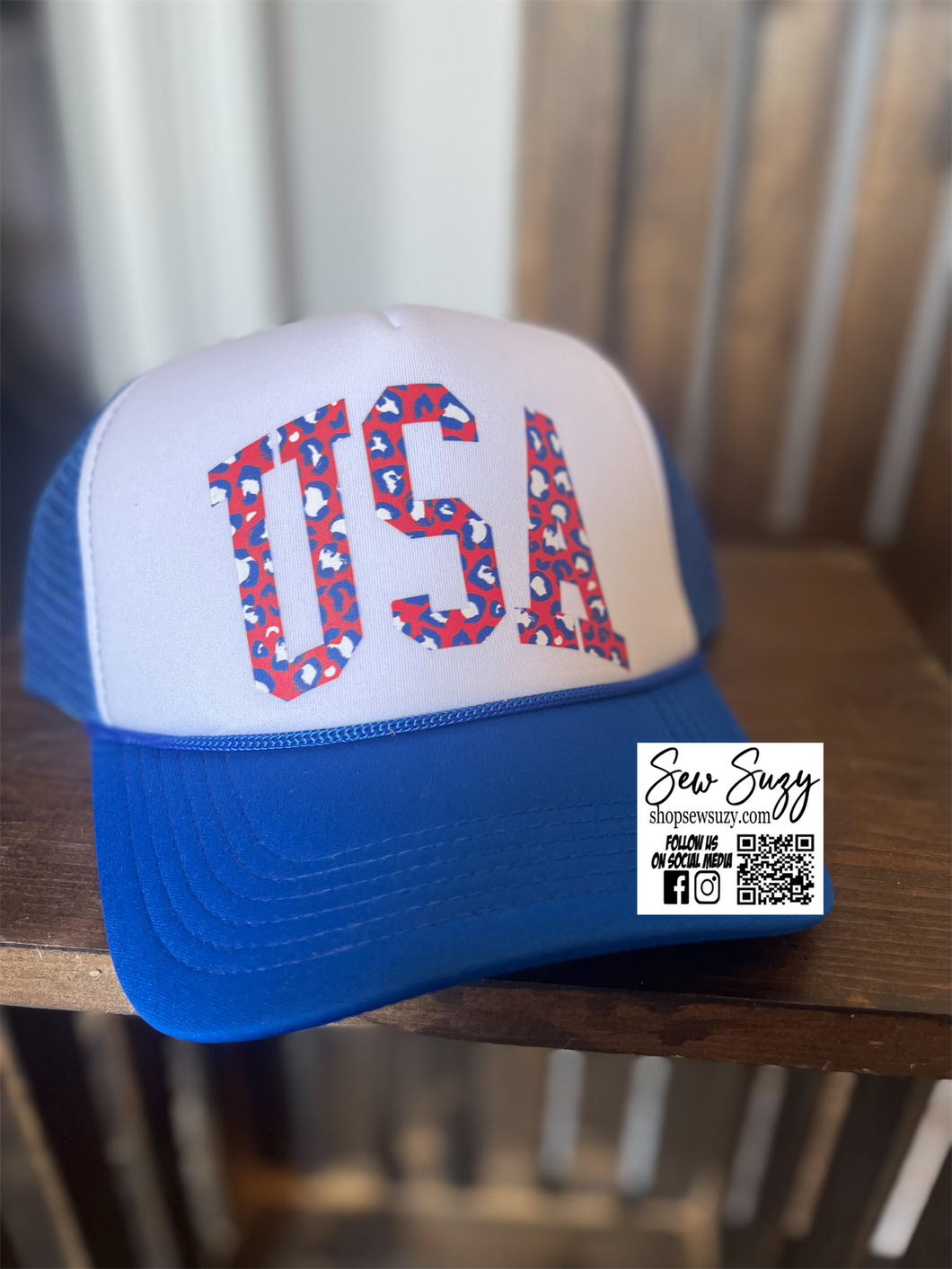 USA hat red/white/blue on blue hat